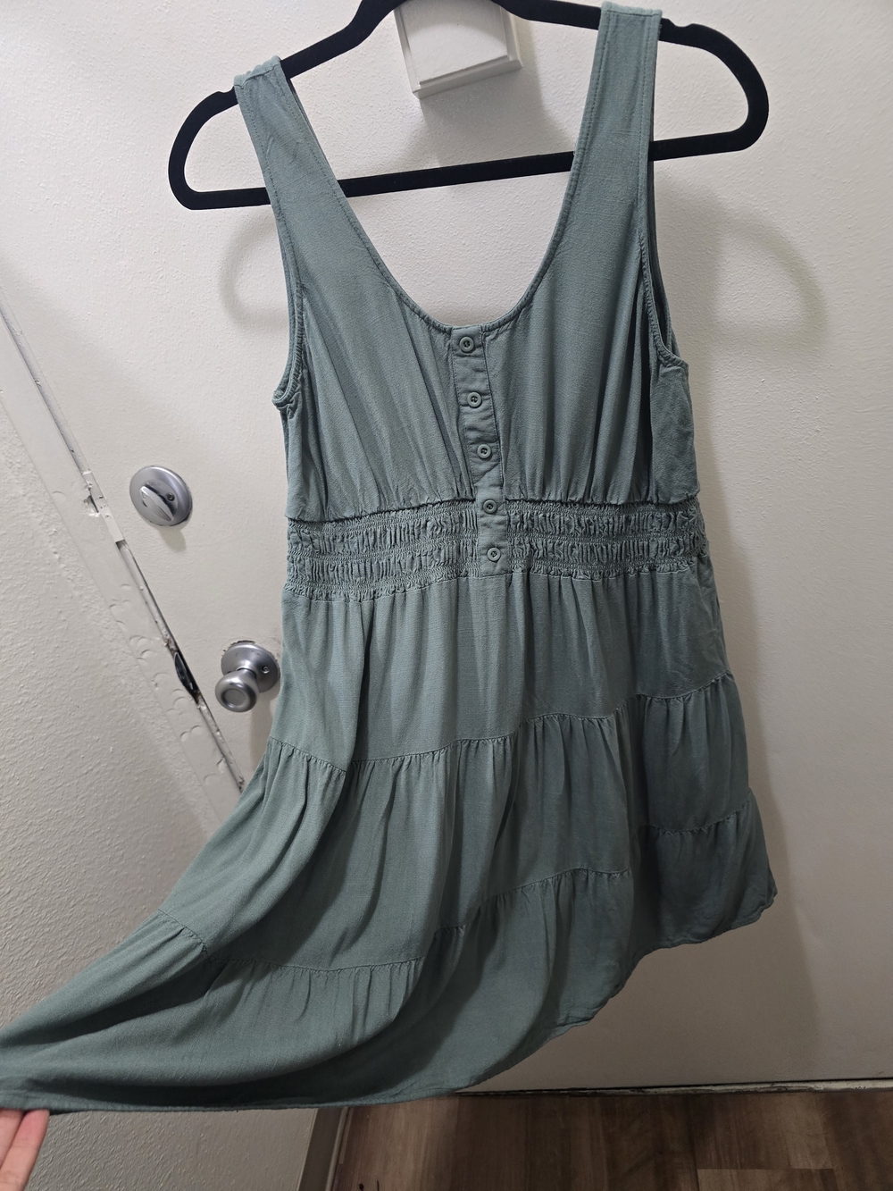 ​ee:some Sage Green Tiered Mini Dress - Picture 3 of 10